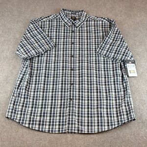 Dickies Men's Relaxed Fit Blue/Black Plaid Short Sleeve Button Down Shirt L NWT